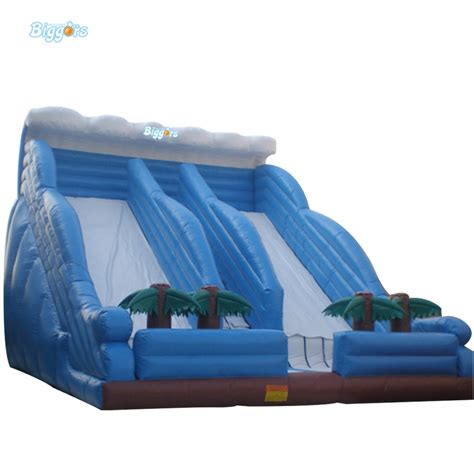 Outdoor Pvc Giant Inflatable Double Lane Water Slide For Adults And