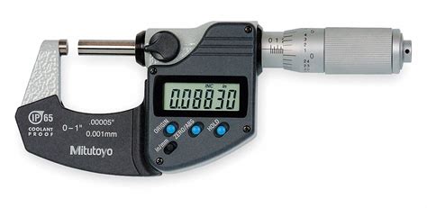 Mitutoyo Ip65 Digital Outside Micrometer Range 0 In To 1 In 0 To 254