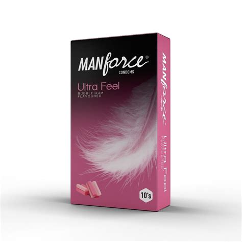 Manforce Ultra Feel Bubble Gum Condoms 10 Count Price Uses Side