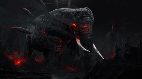 Download 1366x768 Dark Elephant Underground Hell Monstrous