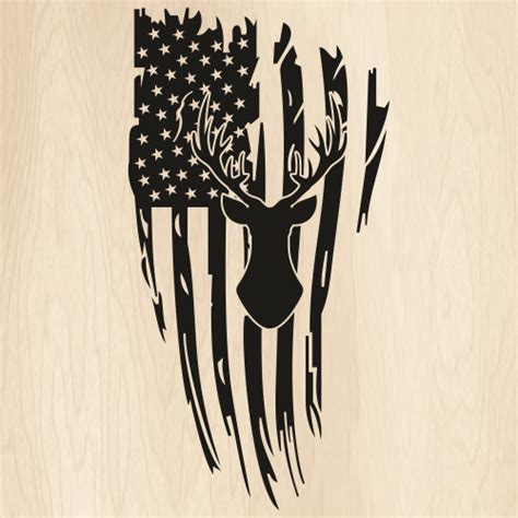 Deer Head American Flag Svg