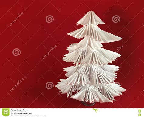 Origami Christmas Tree Made Of White Paper Stock Photo Image Of