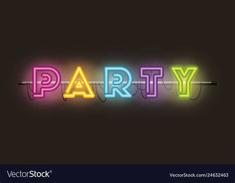 Party Fonts Neon Lights Royalty Free Vector Image