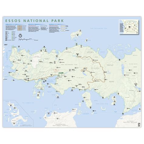 Game Of Thrones Essos National Park Style Map 16x20 Knerdkraft