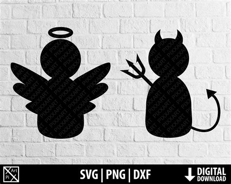 Angel Devil Svg Dxf Png Cute Devil Angel Clipart Printable Etsy