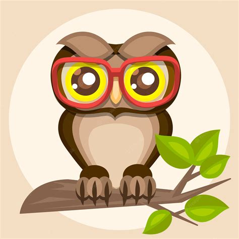 Premium Vector Illustration Of A Funny Owl In Glasses Sitting On A
