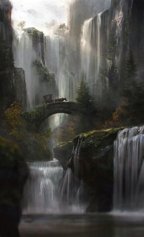 Pin By The Edge Of The Faerie Realm On Waterfalls Fantasy Art