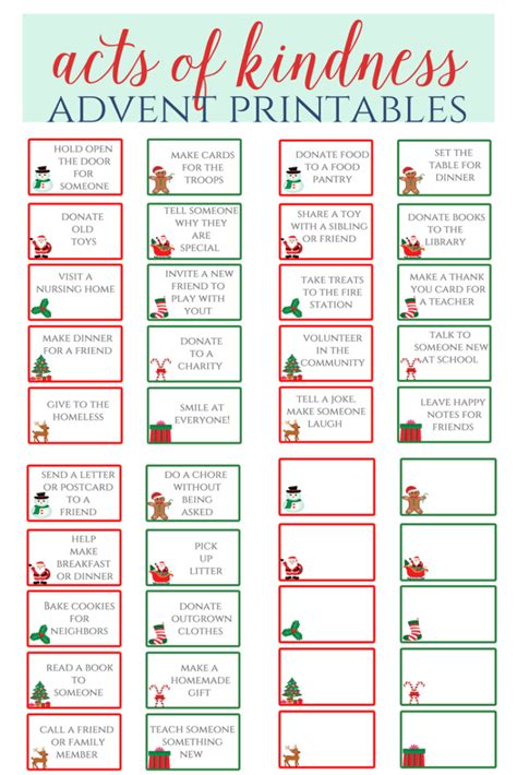Acts Of Kindness Advent Printables Leah With Love Advent Calendars
