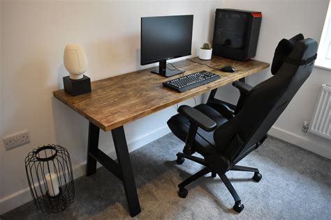 The Gg Gaming Desk Rustic Meets Industrial Solid Wood Etsy