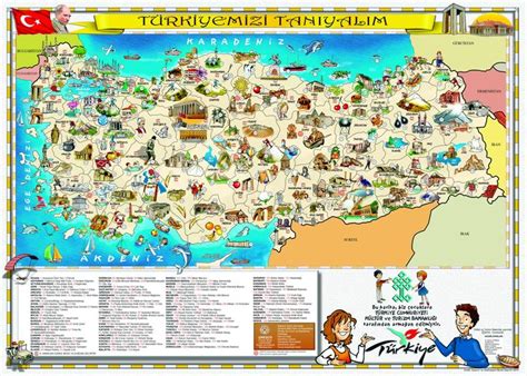 Türkiye mizi Tanıyalım Haritası Turizm Harita Türkiye