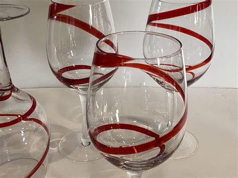 Wine Glasses Swirline Red By Pier 1 Set Of 4 Etsy