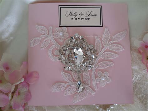 Embellishment Crystal Wedding Invitation Lace Vintage Style A Set Of
