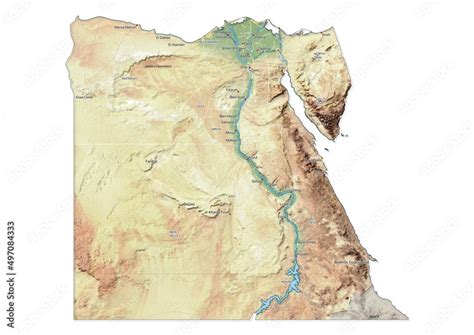 Isolated Map Of Egypt With Capital National Borders Important Cities