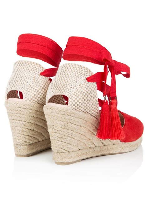 Air And Grace Shimmie Espadrille Suede Wedge Red