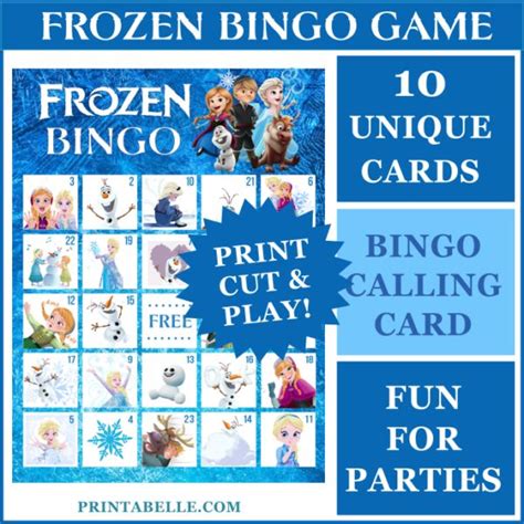 Frozen Bingo Printable Game Backyard Party Games
