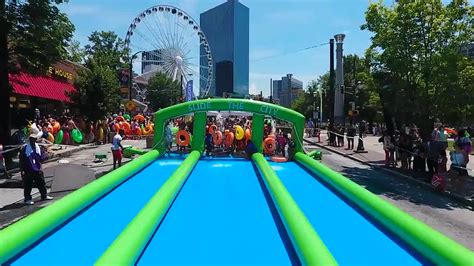 Double Lane Giants Slip And Slideinflatable Street Slides City For