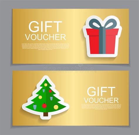 T Voucher Template For Christmas And New Year Discount Coupon Stock