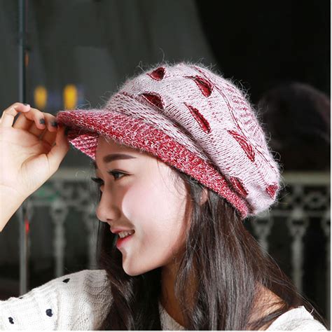 Elegant Women Fur Beret Knitted Hat Winter Spring Warm Fleece Wool Caps