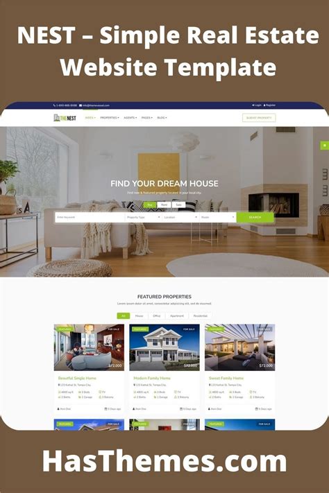NEST Simple Real Estate Website Template Real Estate Website
