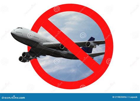 the airplane flight ban sign on a white background concept closing of air borders restriction