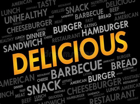 Delicious Word Cloud Collage Fast Food Concept Background Stock