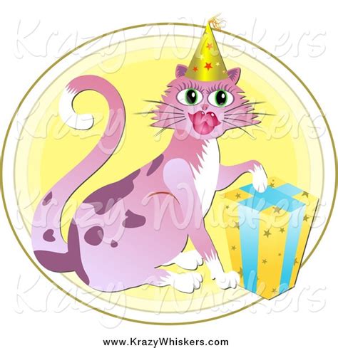 Critter Clipart Of A Birthday Cat Wearing A Party Hat By Prawny 597