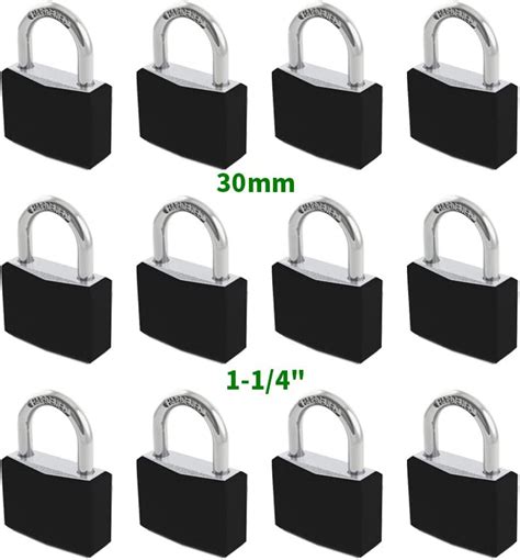 Set Of 12 Covered Aluminum Small Padlocks Keyed Alike，30mm Mini