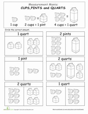 Are there days when you run out of ideas, or even the energy, to do a stimulating play activity with toddlers and preschoolers? Measurement Mania: Cups, Pints, and Quarts | Worksheet ...