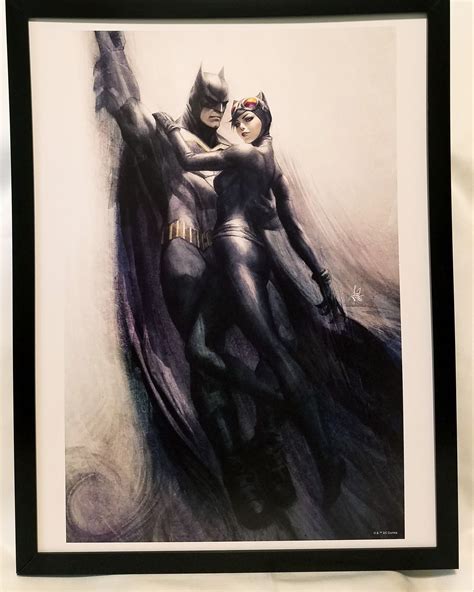 Batman And Catwoman By Stanley Artgerm Lau Framed 12x16 Art Print Dc