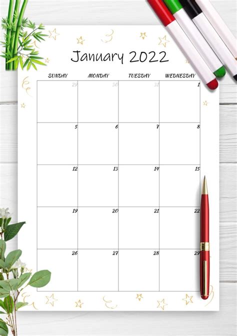 Printable 2022 January Calendar Grid Lines For Daily Notes 20 January