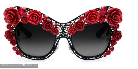 Dolce And Gabbana Sunglasses Red Roses Black Frame Dolce And Gabbana Eyewear Glasses Fashion