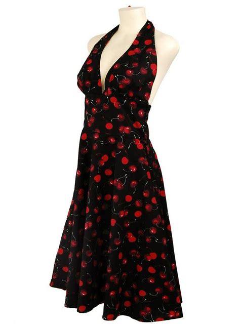 Vintage Retro Cherry Rockabilly Bombshell Halter Dress Cherry Ts Dresses Cherry Dress
