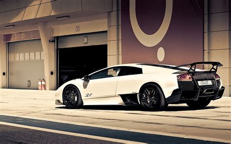 Online Crop Hd Wallpaper White Lamborghini Murcielago Sv Rear View