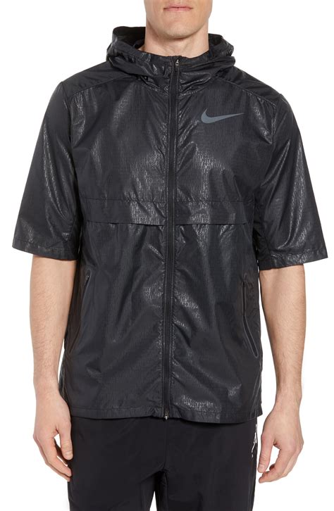 Nike Running Shield Short Sleeve Hooded Jacket In Black For Men Lyst
