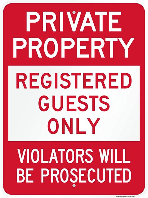 Buy Smartsign 24 X 18 Inch Private Property Registered Guests Only