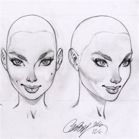 The J Scott Campbell Face Model Sheet Front And Quarter View J Scott