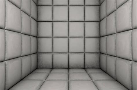 An Empty White Padded Cell In A Mental Hospital 3d Render Stock
