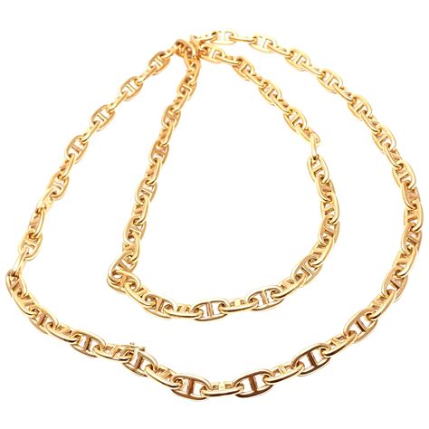 Hermes Chaine D Ancre Anchors Yellow Gold Link Chain Necklace At