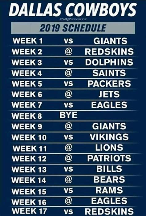 Cowboys Schedule 2021 Bye Week