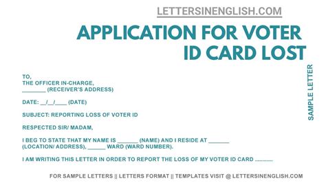 How To Write Application For Lost Voter ID Card Sample Letter For