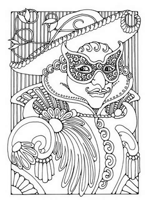1122 x 1122 png pixel. Coloriage anti-stress Carnaval : Masque et chapeau carnaval 3