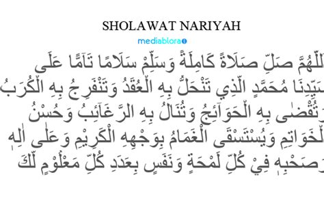 Berikut Lirik Sholawat Nariyah Arab Lengkap Tulisan Latin Dan Artinya