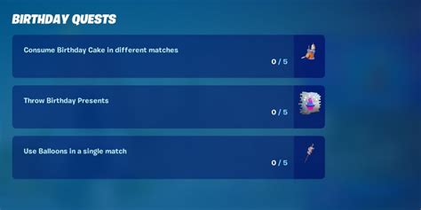 Fortnite Every 5th Birthday Quest And Rewards