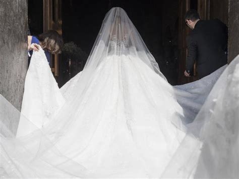 The swarovski dress had a 6 meter long train victoria swarovski and werner murz tied the knot in the italian city of trieste victoria hugs dad paul swarovski at the cathedral Victoria Swarovski wedding dress: Crystal heir marries in ...