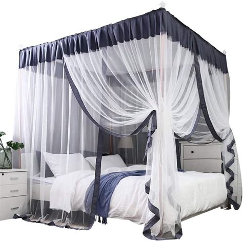 Mengersi Simple 4 Corners Post Curtain Bed Canopy Bed Frame