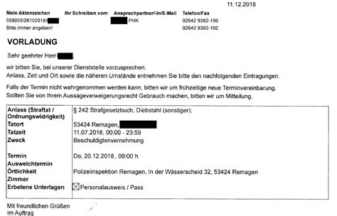 Da sollte herauslesbarer sein, warum du das getan. Strafverteidiger H. SCHADE - polizeiliche Vorladung - was nun?