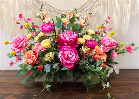 Hot Pink And Yellow Floral Arrangement Large Floral Arrangement