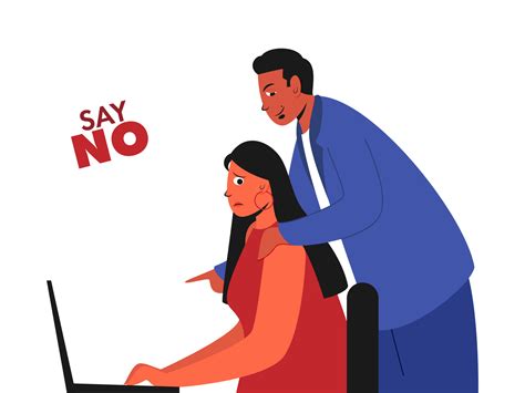 Cartoon Man Touching Woman Shoulder At Workplace Sexual Harassment In Office Concept 23327952