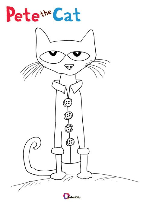 Pete The Cat Cartoon Cat Coloring Page