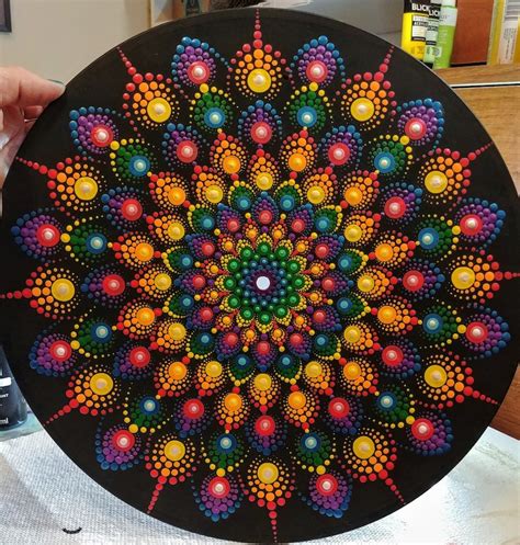 Handpainted Rainbow Dot Mandala Painting Wall Art On Etsy